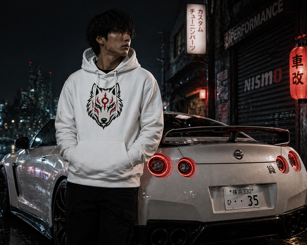 JDM & Sportbike Motorcycle Lone Wolf Double Print Hoodie