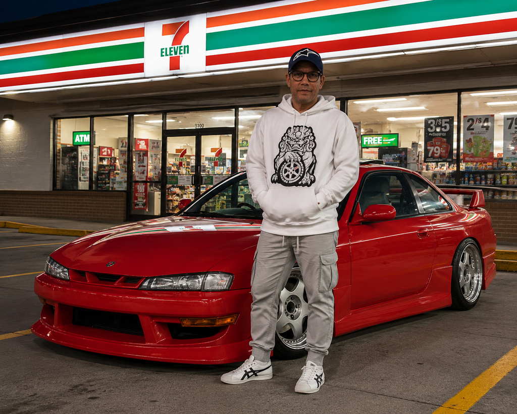JDM Komainu Racing Wheel Tire Double Print Hoodie